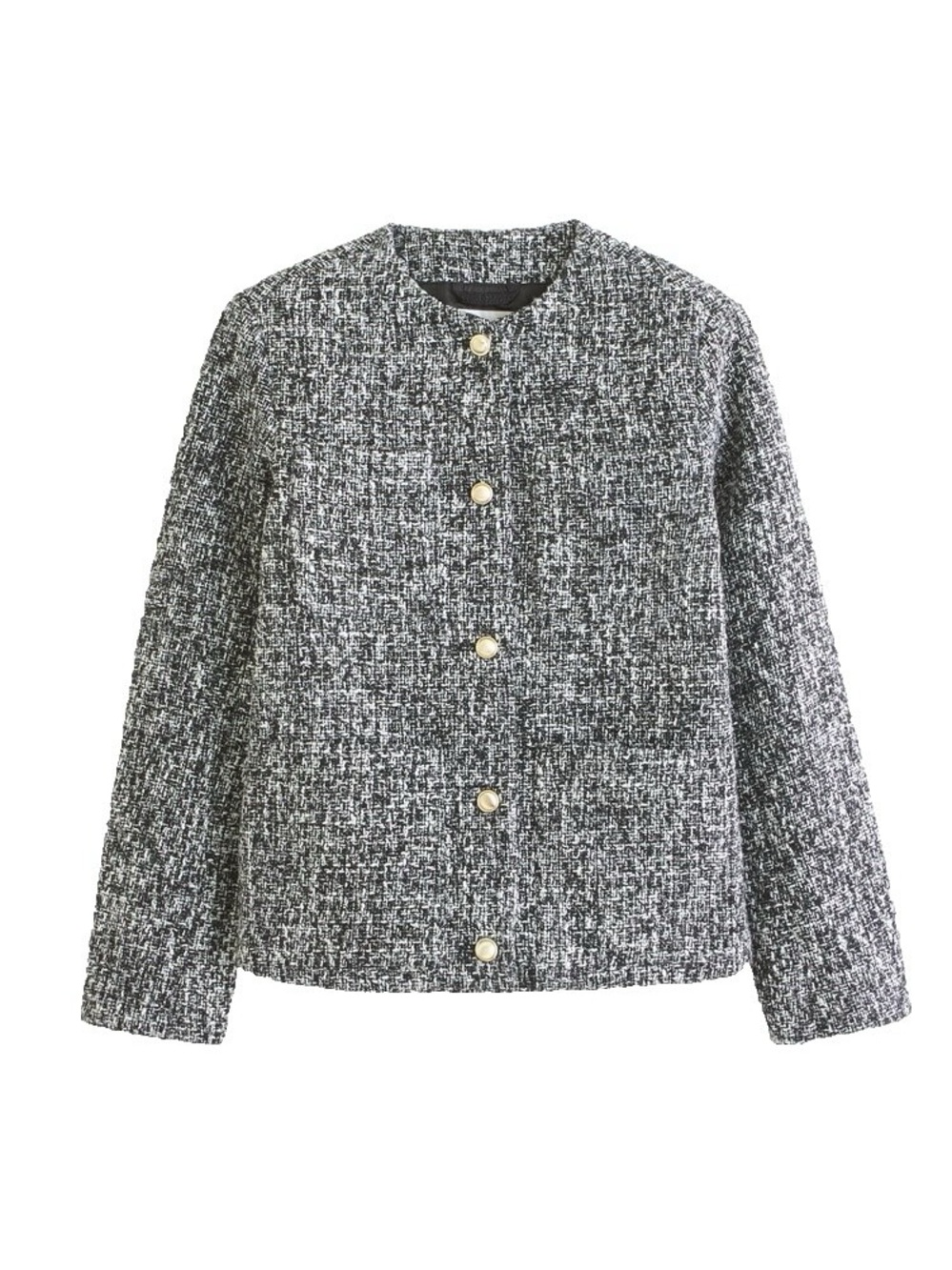 ABERCROMBIE & FITCH Womens Black & White Tweed Boxy Jacket XL NWT